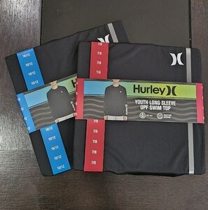 Hurley Youth Black Long Sleeve UPF Swim Top